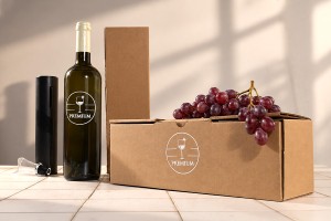 Kraft paper box 340x120x110mm (for wine bottle) - 20 pcs-εικόνα_σύνθεση
