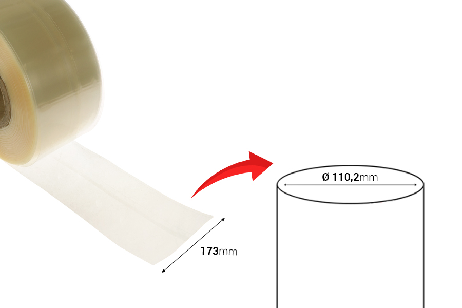 Capsule thermorétractable de 96 mm de large avec encoche - au mètre linéaire (Φ 61,1 mm) Capsule thermorétractable de 96 mm de large avec encoche - au mètre linéaire (Φ 61,1 mm)-photo_dimensions