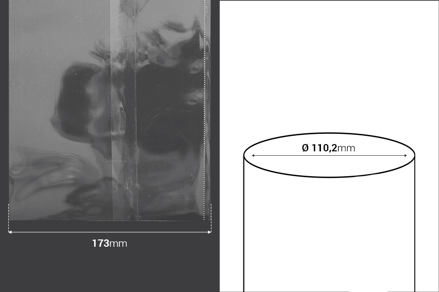 Heat shrinkable capsule width 173 mm - in running meter (Φ 110.2 mm)