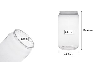 Canette en plastique transparente (PET) 330 ml (courte) sans bouchon - 200 pièces-εικόνα_διαστάσεις