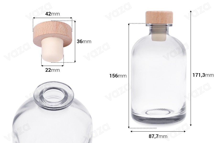 500ml transparente Glasflasche mit Silikonkorken mit Holzkopf 500ml transparente Glasflasche mit Silikonkorken mit Holzkopf-bildabmessungen