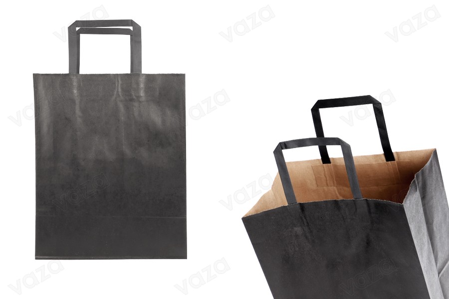Geschenktüte aus Papier 240x140x300 mm in schwarzer Farbe mit Griff - 12 Stück Geschenktüte aus Papier 240x140x300 mm in schwarzer Farbe mit Griff - 12 Stück-produktbild