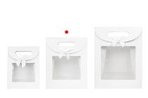 Paper gift bag 190x90x240 mm in white color with self-adhesive closure, window and bow - 12 pcs Paper gift bag 190x90x240 mm in white color with self-adhesive closure, window and bow - 12 pcs-image_group