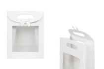Qese dhurate prej letre 220x120x290 mm, në ngjyrë të bardhë, me mbyllje velcro,  me dritare dhe fjongo – 12 copë.-imazh_produkt