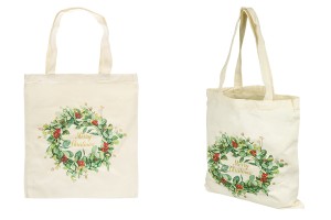 Beige Stofftasche 350x400 mm mit Weihnachtsmotiv-produktbild