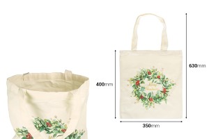 Beige Stofftasche 350x400 mm mit Weihnachtsmotiv-bildabmessungen