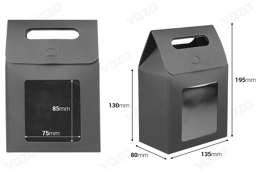 Busta regalo in carta manciata 135x80x195 mm con finestra - 12 pz Busta regalo in carta manciata 135x80x195 mm con finestra - 12 pz-dimensioni_immagine