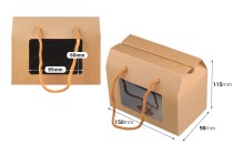 Boîte en papier - sac cadeau 150x90x115 mm avec ficelle et fenêtre de différentes couleurs - 12 pcs-εικόνα_διαστάσεις