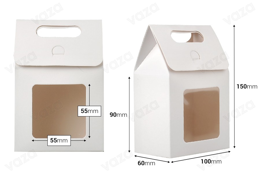 Handful paper gift bag 100x60x150 mm with window - 12 pcs Handful paper gift bag 100x60x150 mm with window - 12 pcs-image_dimensions