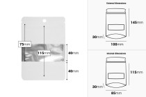 Σακουλάκια αλουμινίου τύπου Doy Pack 100x30x145 mm λευκά με κλείσιμο "zip", τρύπα, παράθυρο και δυνατότητα σφράγισης με θερμοκόλληση - 100 τμχ Σακουλάκια αλουμινίου τύπου Doy Pack 100x30x145 mm λευκά με κλείσιμο "zip", τρύπα, παράθυρο και δυνατότητα σφράγισης με θερμοκόλληση - 100 τμχ -εικόνα_διαστάσεις