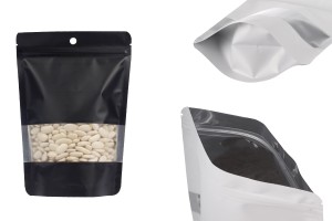 Aluminium Doypack Standbodenbeutel 140x40x200 mm, mit Zipperverschluss, Fenster und heißsiegelbar - 100 Stück-εικόνα_προϊοντική