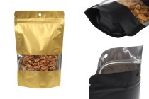 Doy Pack Aluminiumbeutel 160x40x240 mm mit "Zip"-Verschluss, mit Fenster und Möglichkeit zum Verschließen durch Heißsiegeln - 100 Stk. Doy Pack Aluminiumbeutel 160x40x240 mm mit "Zip"-Verschluss, mit Fenster und Möglichkeit zum Verschließen durch Heißsiegeln - 100 Stk.-produktbild