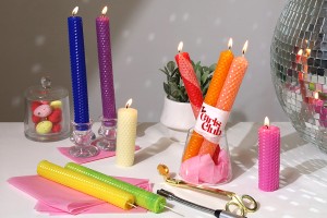 Bienenwachskerzen-Set – gemischte Farben (10 Blätter)-photo_groupe