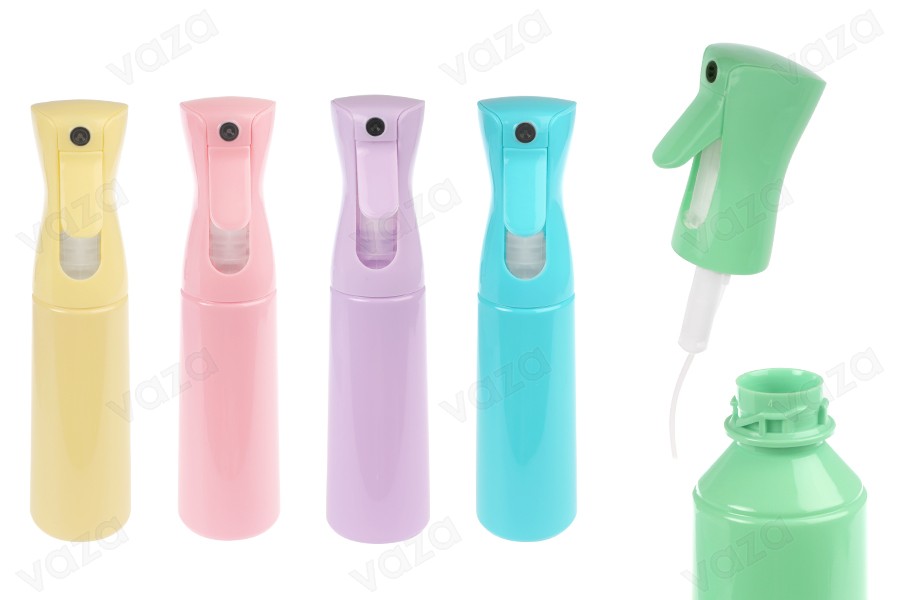Μπουκάλι ψεκασμού 300 ml, πλαστικό επαναγεμιζόμενο σε διάφορα χρώματα-εικόνα_προϊοντική