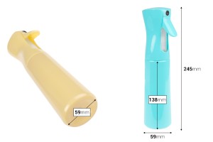 Shishe spreji 300 ml, plastike që mund të rimbushet në ngjyra të ndryshme    -εικόνα_διαστάσεις