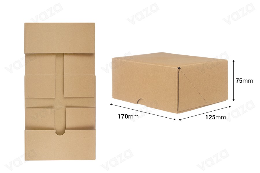Boîte en carton 170x125x75 mm 3 couches à assemblage automatique - 10 pièces-photo_dimensions