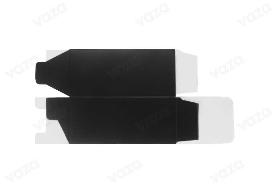 Papierverpackungsbox 55x55x125 mm schwarz mit innerer Schaumstoffhülle für ätherische Ölflaschen 50 ml - 20 Stück-bildgruppe