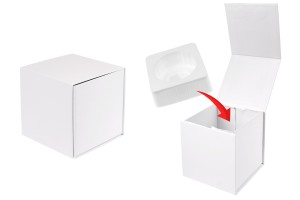Coffret de luxe 110x110x110 mm avec fermeture magnétique en blanc avec étui intérieur en plastique (pour pots code 1105-2-0)-1