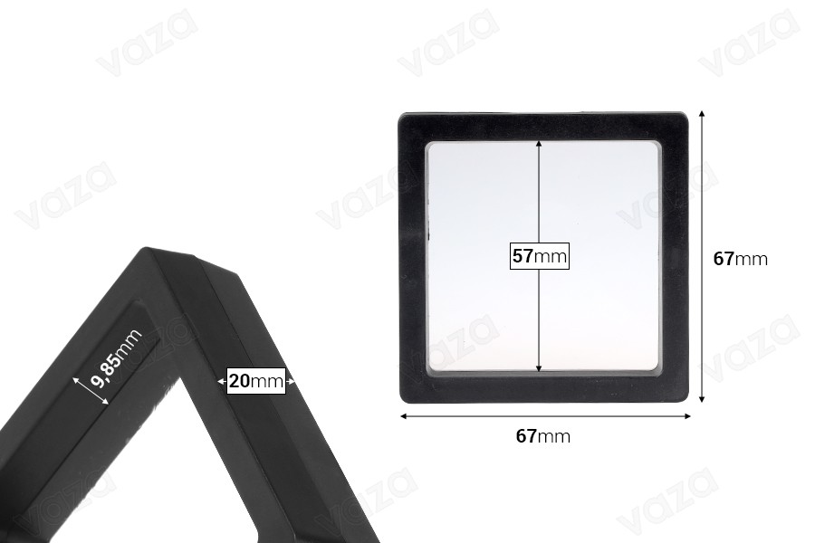 Scatola espositiva in plastica 67x20x67 mm con pellicola - 10 pezzi-dimensioni_immagine