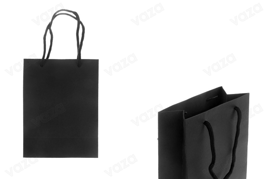 Sacchetto regalo in carta 150x75x200 mm colore nero con cordino in cotone - 12 pezzi Sacchetto regalo in carta 150x75x200 mm colore nero con cordino in cotone - 12 pezzi-immagine_prodotto