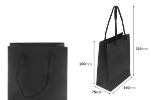 Sac cadeau en papier noir 150x75x200 avec cordon en coton - 12 pièces-2