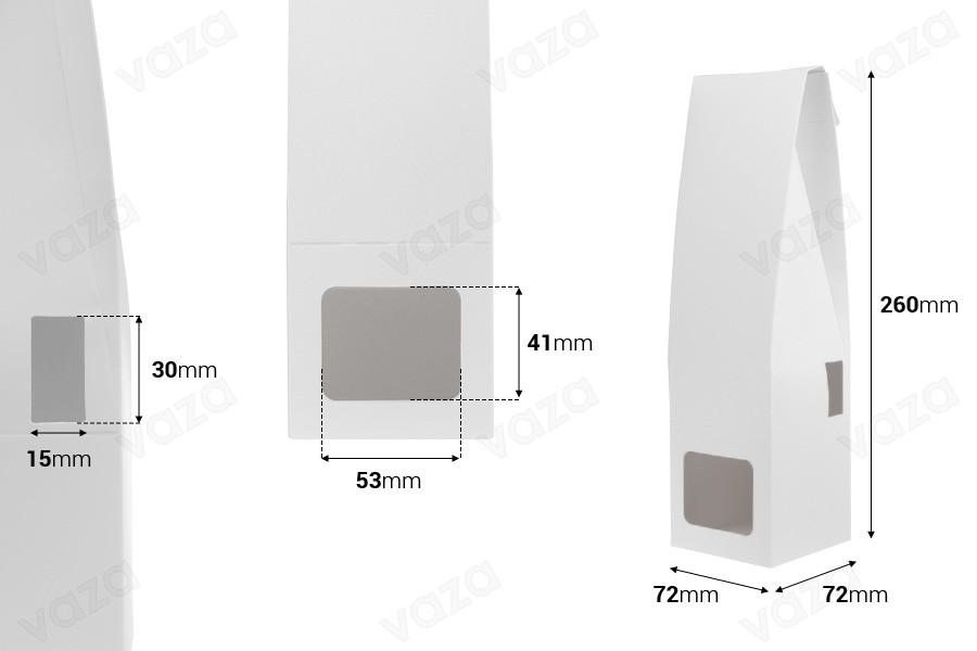 Weiße Pappschachtel 72x72x260 mm für Raumduftflaschen mit Stäbchenhalter - 20 Stück-bildabmessungen