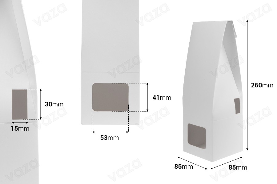 White paper box 85x85x260 mm for room fragrance bottles with stick holder - 20 pcs White paper box 85x85x260 mm for room fragrance bottles with stick holder - 20 pcs-image_dimensions
