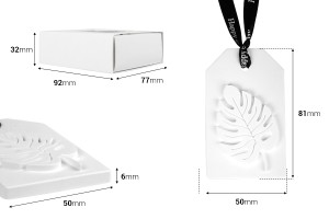 Gipsdiffusor in Blattform 50x6x81 mm in einzelner Papierbox-εικόνα_διαστάσεις
