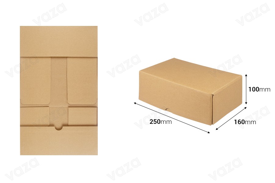 Kartonverpackungsbox 250x160x100 mm 3-lagig mit automatischer Aufstellung - 10 Stk-bildabmessungen