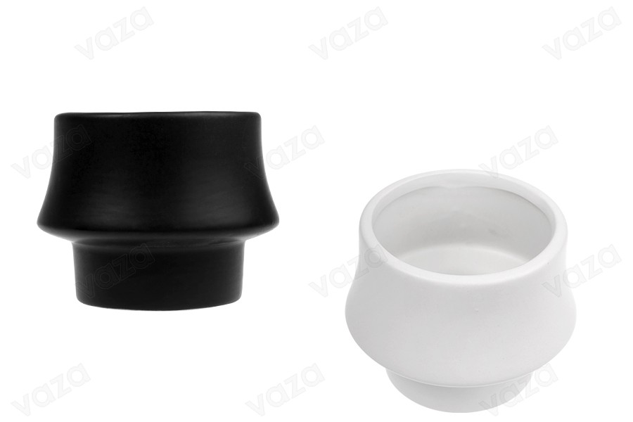 Kavanoz qeramik 105x80 mm për qiri ose vazo lulesh në ngjyrë të bardhë ose të zezë-imazh_produkt