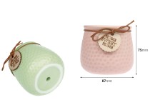 Ceramic jar 87x75 mm for candle or flower pot in pink or light green color