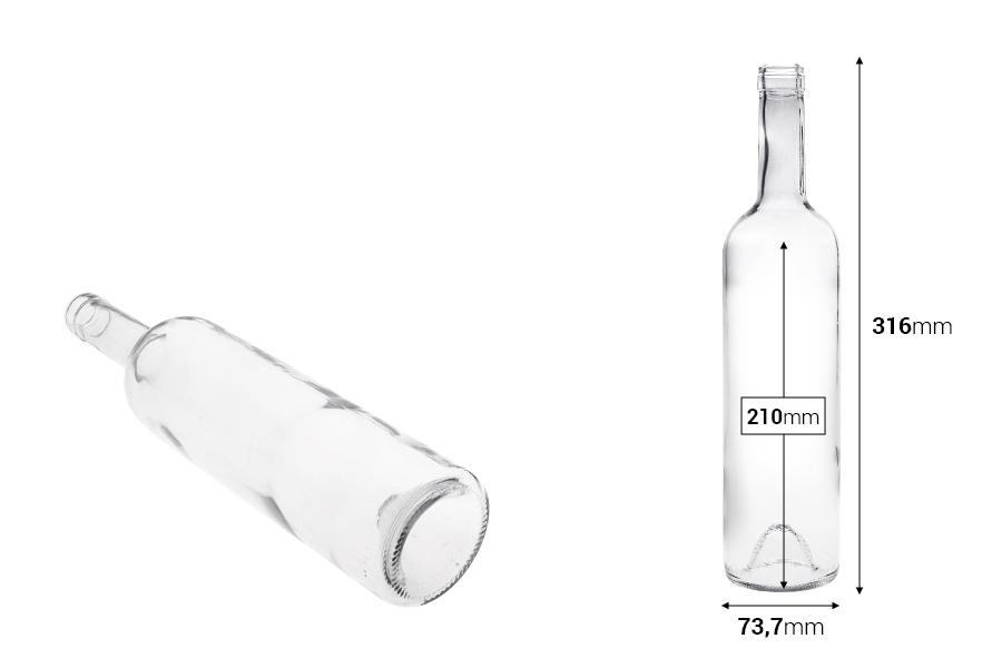 Transparente Weinflasche 750ml Europea 18,3 mm - 35 Stk-bildabmessungen