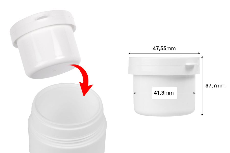 Pot intérieur blanc de remplacement avec couvercle blanc pour le code 516-1-30-photo_dimensions