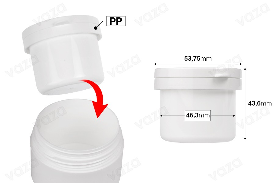 Replacement inner white jar 50 ml with white cap for code 516-1-50 Replacement inner white jar 50 ml with white cap for code 516-1-50-image_dimensions