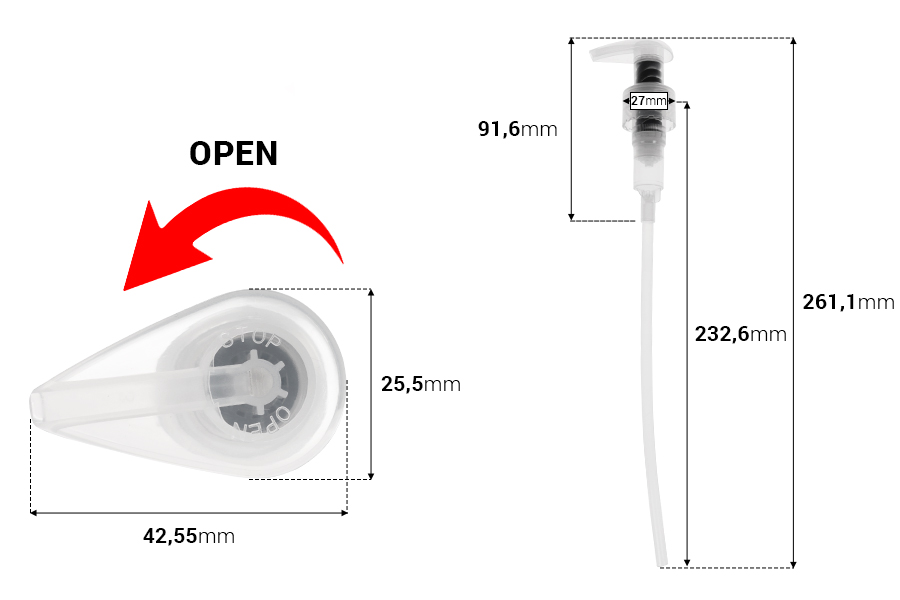 Metallfreier Cremespender aus Kunststoff 24/410 für Kosmetikprodukte-bildabmessungen
