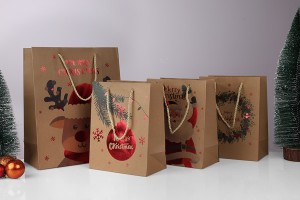 Weihnachts-Geschenktüten aus Papier 260x120x320 mm mit Kordel zum Henkel - 12 Stück verschiedene Designs-bildabmessungen