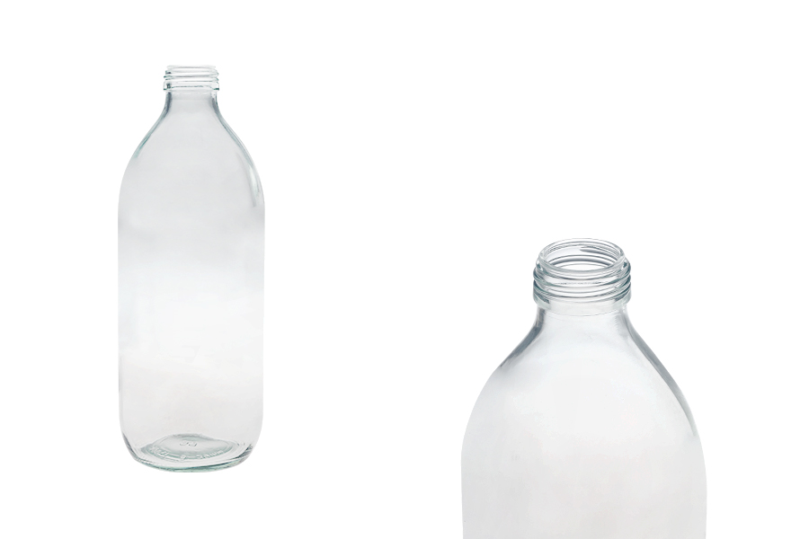Glass bottle 1000ml clear with PP35 neck