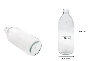 Bottiglia di vetro trasparente da 1000 ml con collo PP35-εικόνα_διαστάσεις