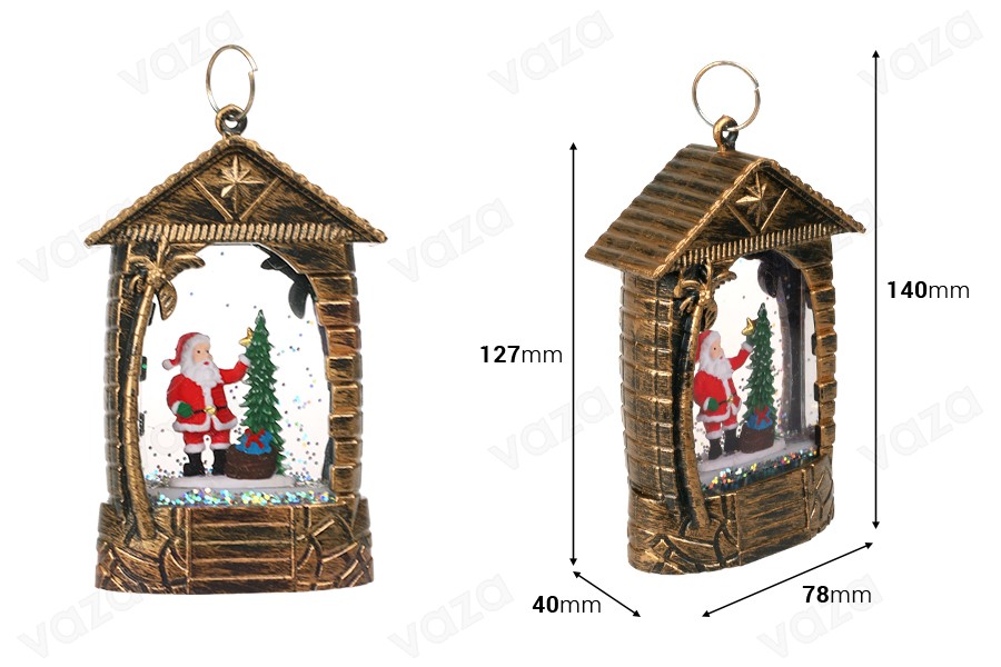 Lanterna decorativa 78x40x127 mm con scena natalizia, effetto neve e illuminazione Lanterna decorativa 78x40x127 mm con scena natalizia, effetto neve e illuminazione-dimensioni_immagine