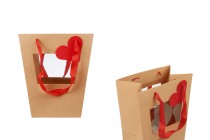 Qese letre 200x130x220 mm për buqeta dhe aranzhime lulesh me dritare, fjongo të kuqe dhe etiketë - 10 copë Qese letre 200x130x220 mm për buqeta dhe aranzhime lulesh me dritare, fjongo të kuqe dhe etiketë - 10 copë-imazh_produkt