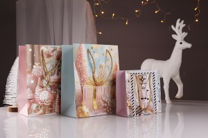 Weihnachtsgeschenktüten aus Papier, 150 x 60 x 145 mm, mit Kordel zum Aufhängen – 12 Stück, verschiedene Designs-bildabmessungen