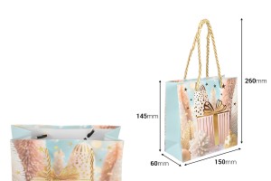 Weihnachtsgeschenktüten aus Papier, 150 x 60 x 145 mm, mit Kordel zum Aufhängen – 12 Stück, verschiedene Designs-bildabmessungen
