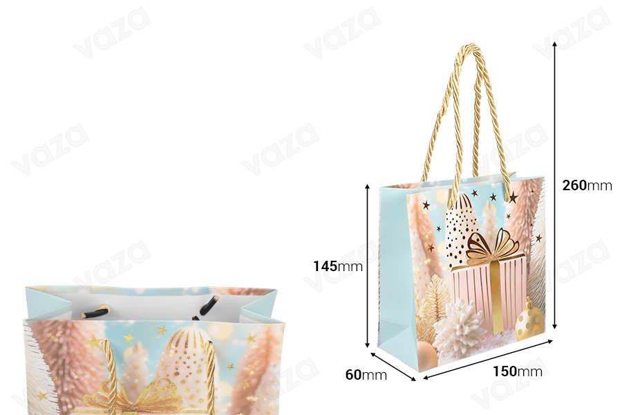 Weihnachtsgeschenktüten aus Papier, 150 x 60 x 145 mm, mit Kordel zum Aufhängen – 12 Stück, verschiedene Designs Weihnachtsgeschenktüten aus Papier, 150 x 60 x 145 mm, mit Kordel zum Aufhängen – 12 Stück, verschiedene Designs-bildabmessungen
