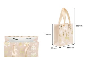 Weihnachtliche Geschenktüten aus Papier, 150 x 60 x 145 mm, mit Tragegriff und Schleife – 12 Stück, verschiedene Designs-bildabmessungen