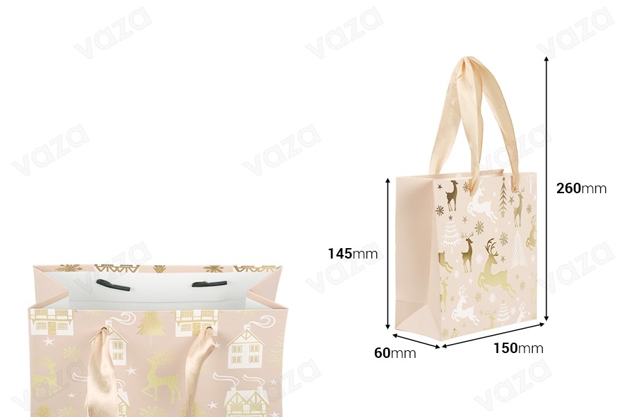 Weihnachtliche Geschenktüten aus Papier, 150 x 60 x 145 mm, mit Tragegriff und Schleife – 12 Stück, verschiedene Designs Weihnachtliche Geschenktüten aus Papier, 150 x 60 x 145 mm, mit Tragegriff und Schleife – 12 Stück, verschiedene Designs-bildabmessungen
