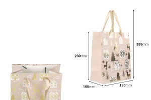 Weihnachtliche Geschenktüten aus Papier, 180 x 100 x 230 mm, mit Tragegriff und Schleife – 12 Stück, verschiedene Designs-bildabmessungen