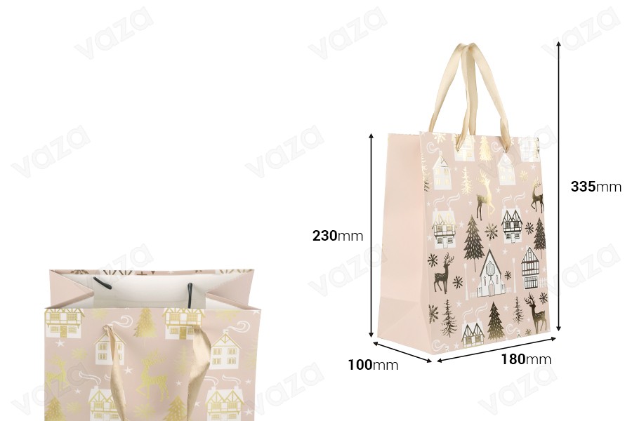 Weihnachtliche Geschenktüten aus Papier, 180 x 100 x 230 mm, mit Tragegriff und Schleife – 12 Stück, verschiedene Designs Weihnachtliche Geschenktüten aus Papier, 180 x 100 x 230 mm, mit Tragegriff und Schleife – 12 Stück, verschiedene Designs-bildabmessungen