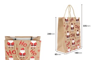 Weihnachtliche Geschenktüten aus Kraftpapier, 180 x 85 x 240 mm, mit Kordelzug zum Aufhängen – 12 Stück, verschiedene Designs-bildabmessungen