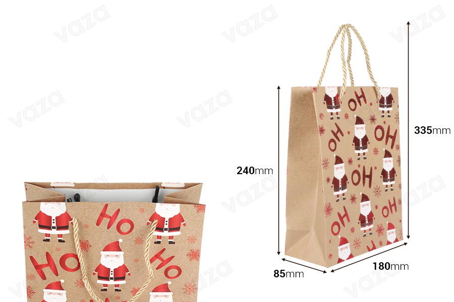 Weihnachtliche Geschenktüten aus Kraftpapier, 180 x 85 x 240 mm, mit Kordelzug zum Aufhängen – 12 Stück, verschiedene Designs Weihnachtliche Geschenktüten aus Kraftpapier, 180 x 85 x 240 mm, mit Kordelzug zum Aufhängen – 12 Stück, verschiedene Designs-bildabmessungen