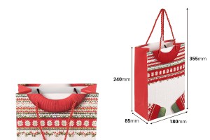 Weihnachtliche Geschenktüten aus Papier, 180 x 85 x 240 mm, mit Kordelzug und Samtdetails – 12 Stück, verschiedene Designs-bildabmessungen